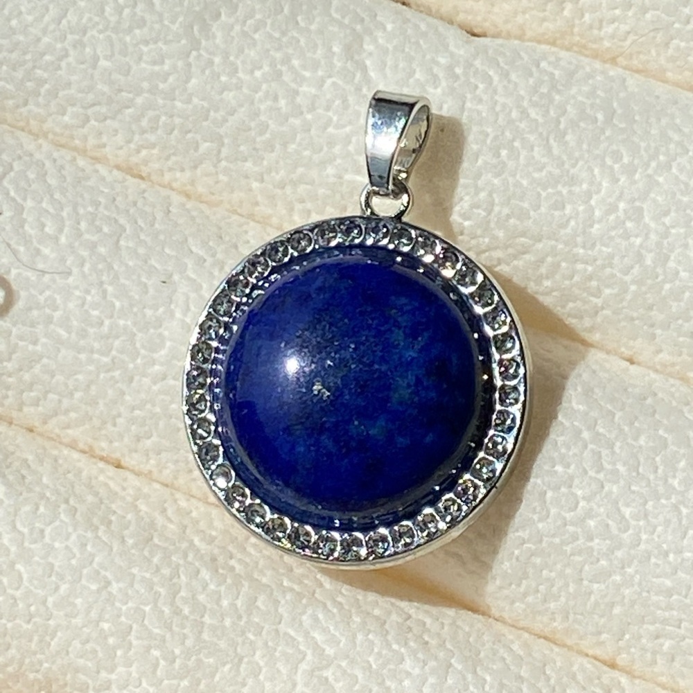 Lapis lazuli CZ crystal gemstone necklace pendant